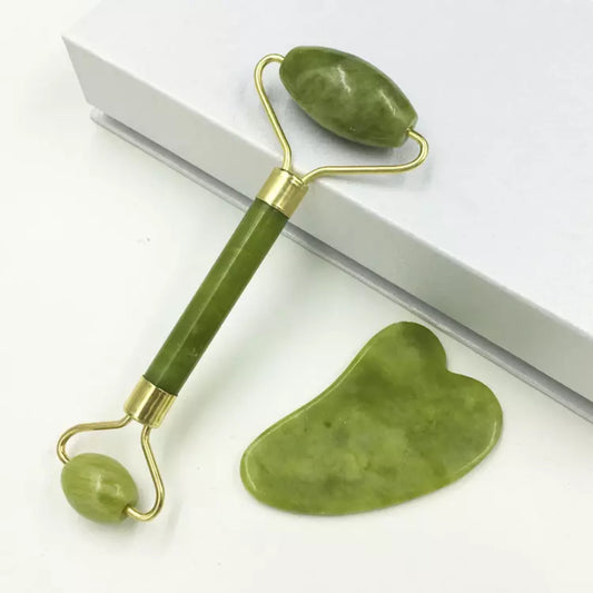 Jade Roller for Face and Gua Sha Set-Green